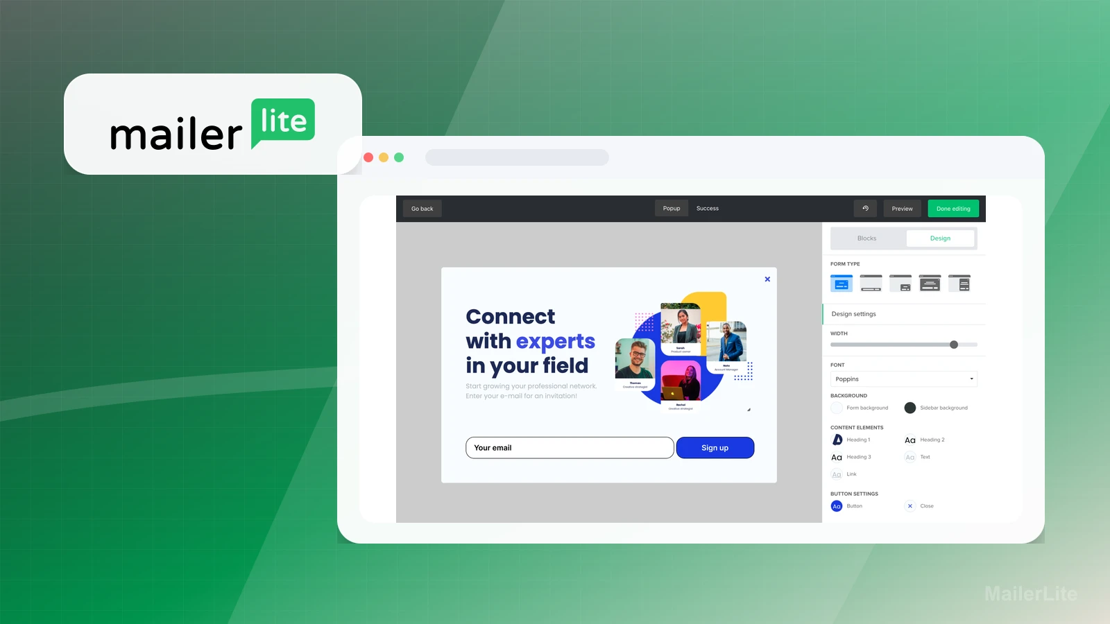 MailerLite product media preview